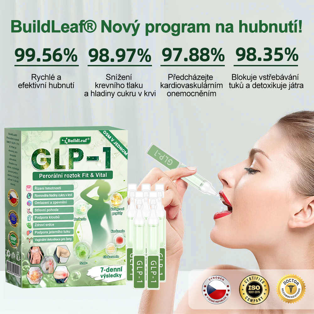 BuildLeaf® GLP-1 8-v-1 Fit & Vital Řešení (Jednou denně, viditelné změny za 7 dní) - Obezita, kardiovaskulární zdraví, cukrovka, spánková apnoe, zdraví střev, problémy se klouby a další.