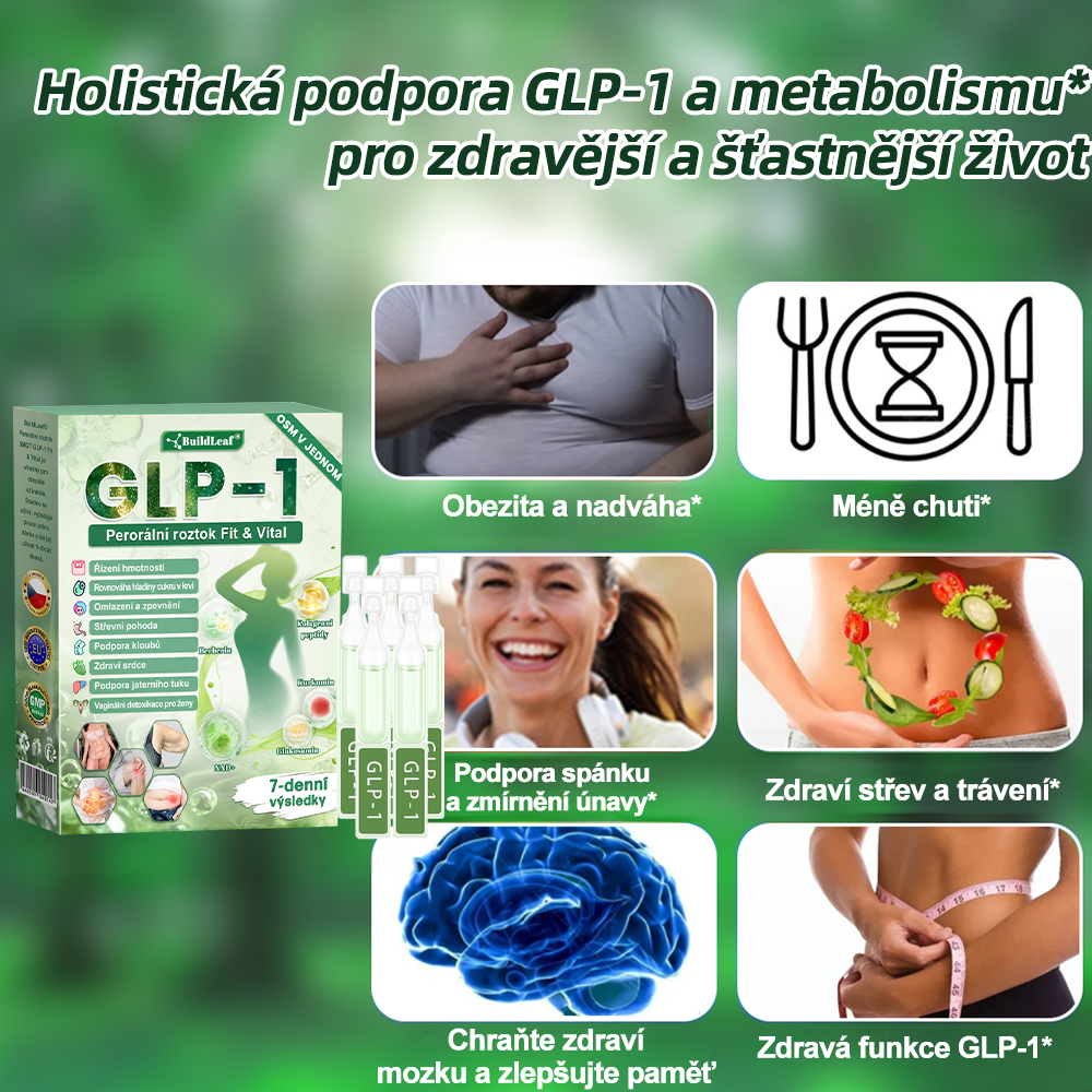 BuildLeaf® GLP-1 8-v-1 Fit & Vital Řešení (Jednou denně, viditelné změny za 7 dní) - Obezita, kardiovaskulární zdraví, cukrovka, spánková apnoe, zdraví střev, problémy se klouby a další.