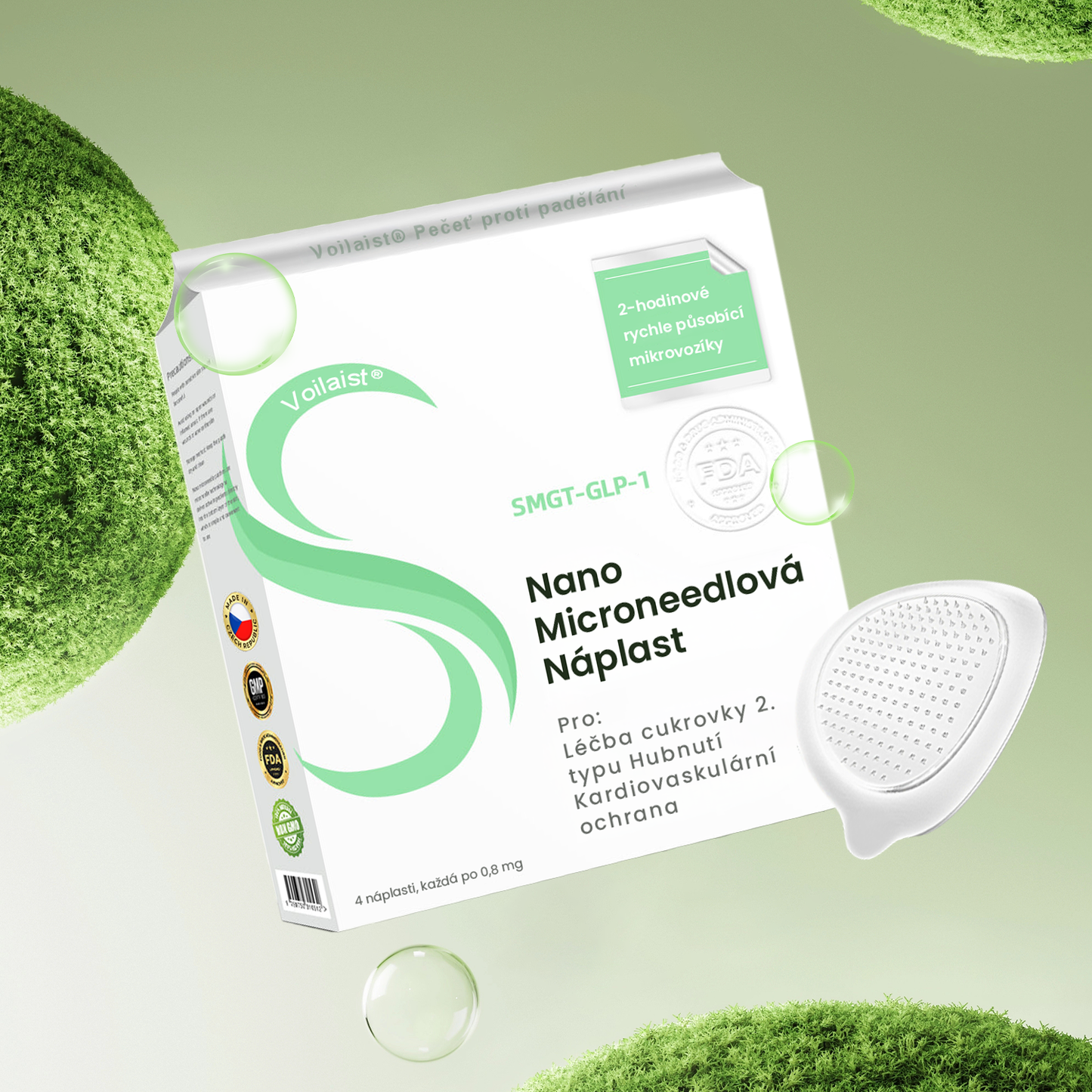 Voilaist® SMGT-GLP-1 Nano Microneedlová Náplast –🔥 Bezbolestná, dlouhotrvající, zaměřená na řešení cukrovky, obezity a kardiovaskulárních onemocnění