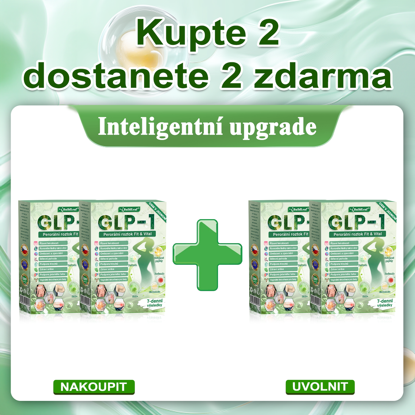 BuildLeaf® GLP-1 8-v-1 Fit & Vital Řešení (Jednou denně, viditelné změny za 7 dní) - Obezita, kardiovaskulární zdraví, cukrovka, spánková apnoe, zdraví střev, problémy se klouby a další.