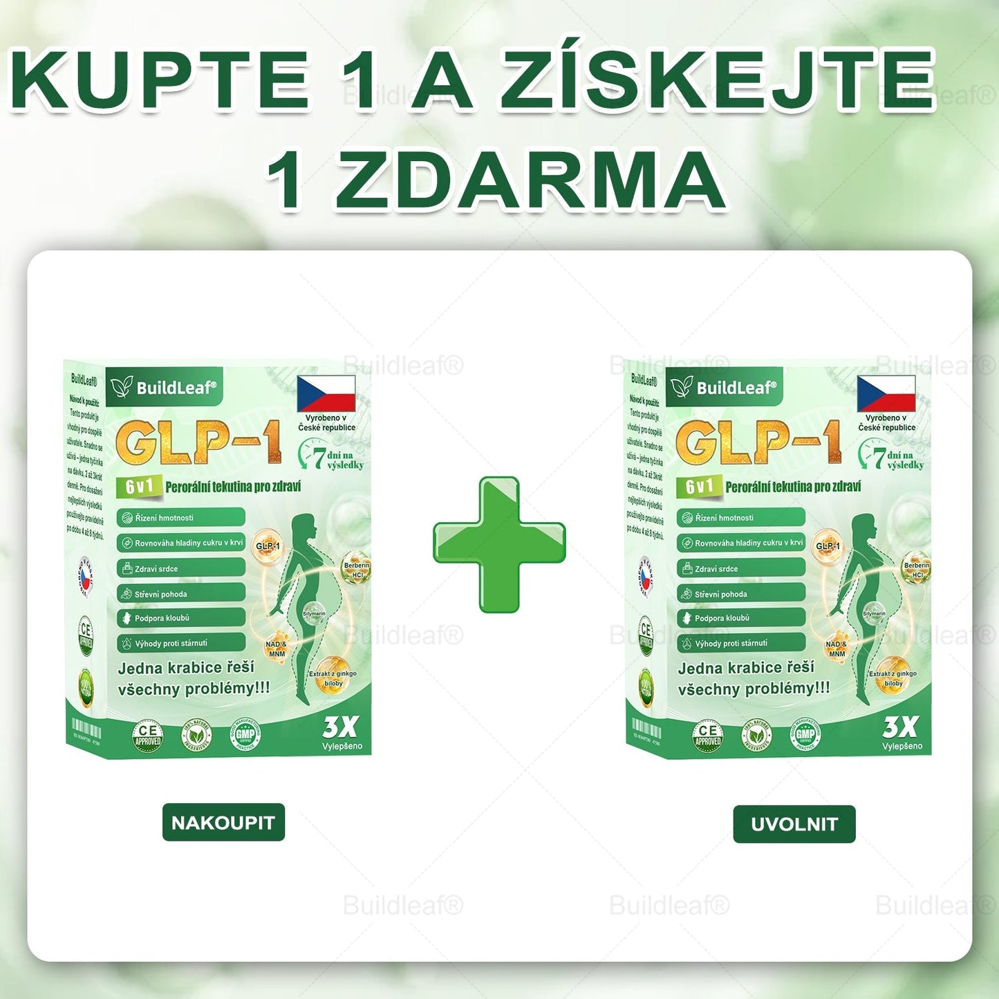 BuildLeaf® GLP-1 6-v-1 Health Solution Perorální tekutina (🧬Pouze jednou denně, viditelné změny za 7 dní) ✅ Pro obezitu, kardiovaskulární onemocnění, cukrovku, spánkovou apnoe, zdraví střev, problémy s klouby a další