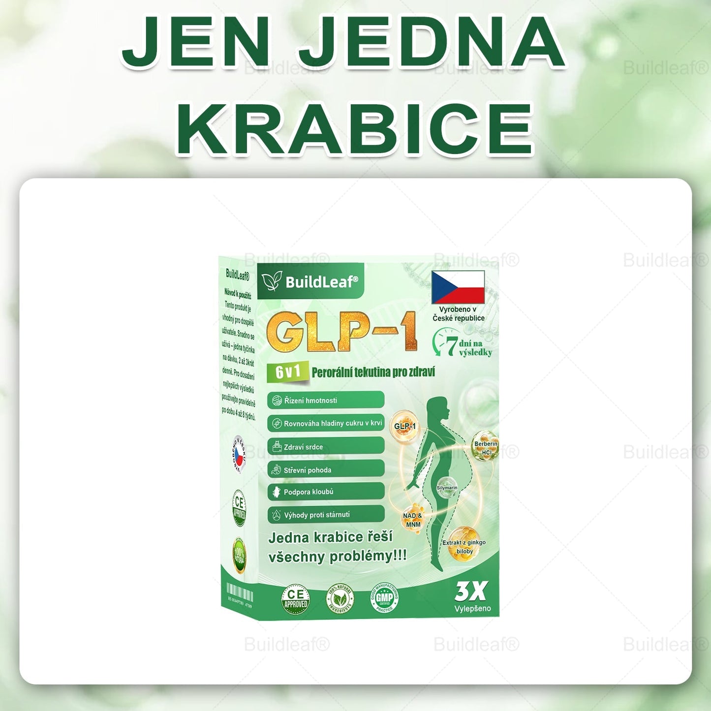 BuildLeaf® GLP-1 6-v-1 Health Solution Perorální tekutina (🧬Pouze jednou denně, viditelné změny za 7 dní) ✅ Pro obezitu, kardiovaskulární onemocnění, cukrovku, spánkovou apnoe, zdraví střev, problémy s klouby a další