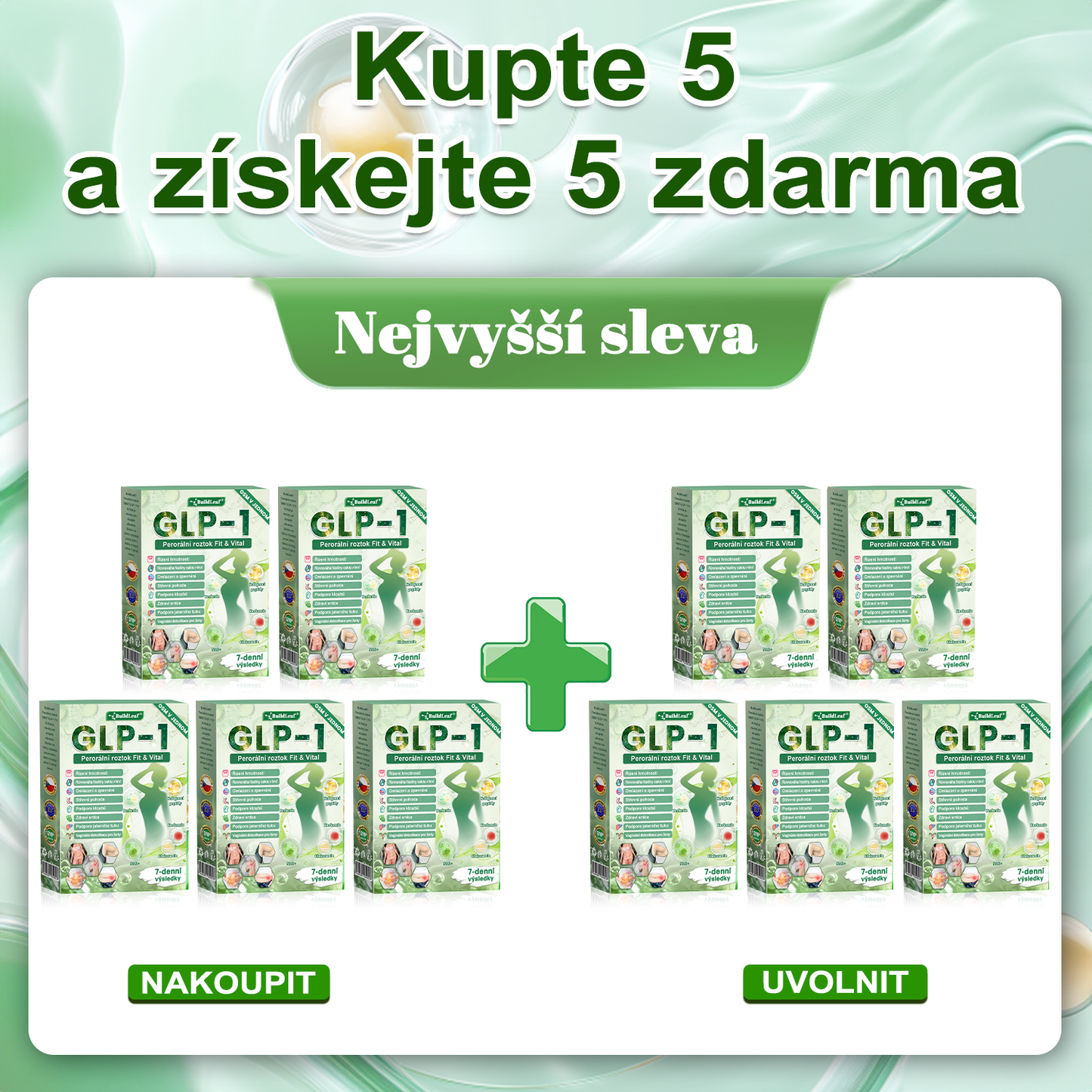 BuildLeaf® GLP-1 8-v-1 Fit & Vital Řešení (Jednou denně, viditelné změny za 7 dní) - Obezita, kardiovaskulární zdraví, cukrovka, spánková apnoe, zdraví střev, problémy se klouby a další.