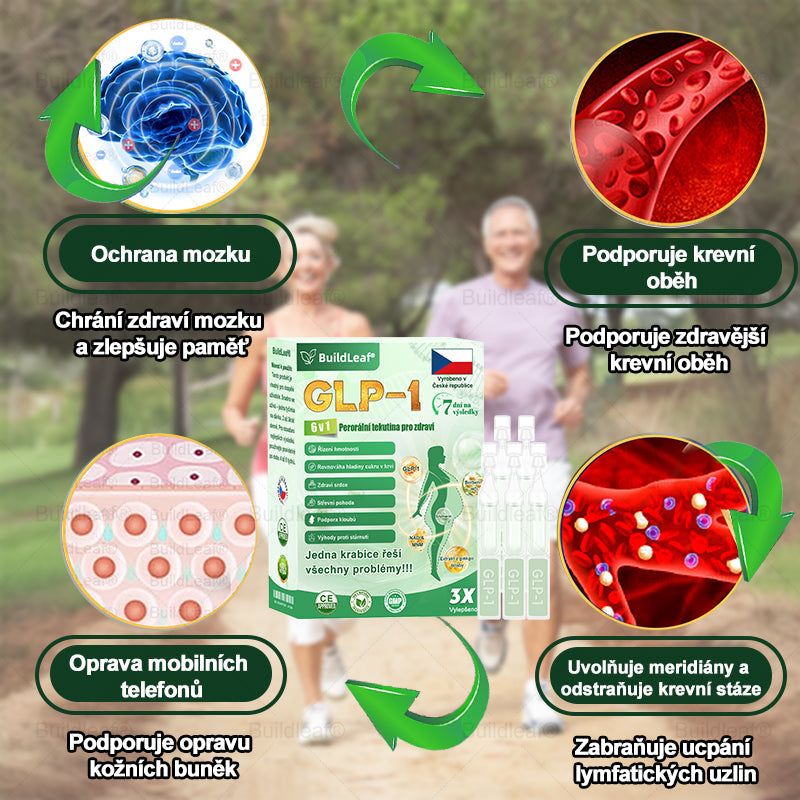 BuildLeaf® GLP-1 6-v-1 Health Solution Perorální tekutina (🧬Pouze jednou denně, viditelné změny za 7 dní) ✅ Pro obezitu, kardiovaskulární onemocnění, cukrovku, spánkovou apnoe, zdraví střev, problémy s klouby a další