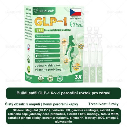 BuildLeaf® GLP-1 6-v-1 Health Solution Perorální tekutina (🧬Pouze jednou denně, viditelné změny za 7 dní) ✅ Pro obezitu, kardiovaskulární onemocnění, cukrovku, spánkovou apnoe, zdraví střev, problémy s klouby a další
