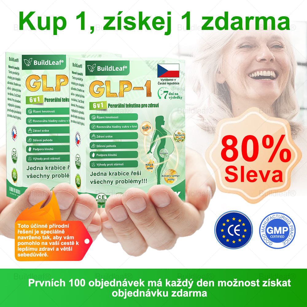 BuildLeaf® GLP-1 6-v-1 Health Solution Perorální tekutina (🧬Pouze jednou denně, viditelné změny za 7 dní) ✅ Pro obezitu, kardiovaskulární onemocnění, cukrovku, spánkovou apnoe, zdraví střev, problémy s klouby a další
