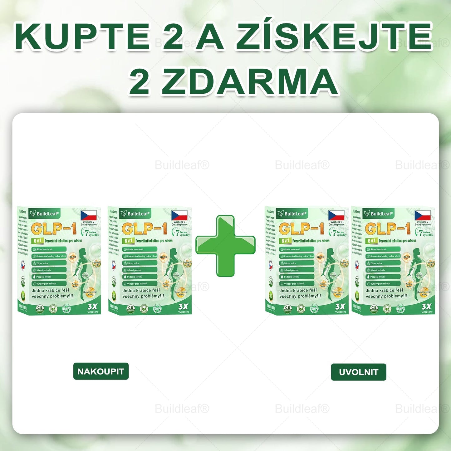 BuildLeaf® GLP-1 6-v-1 Health Solution Perorální tekutina (🧬Pouze jednou denně, viditelné změny za 7 dní) ✅ Pro obezitu, kardiovaskulární onemocnění, cukrovku, spánkovou apnoe, zdraví střev, problémy s klouby a další